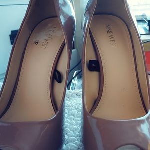 Nine West Patent Leather Open Toe Heels